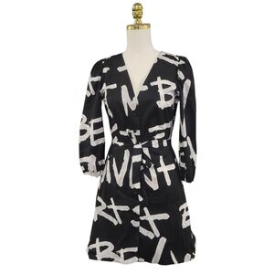 Desigual Black and White Graphic Long Sleeve Dress